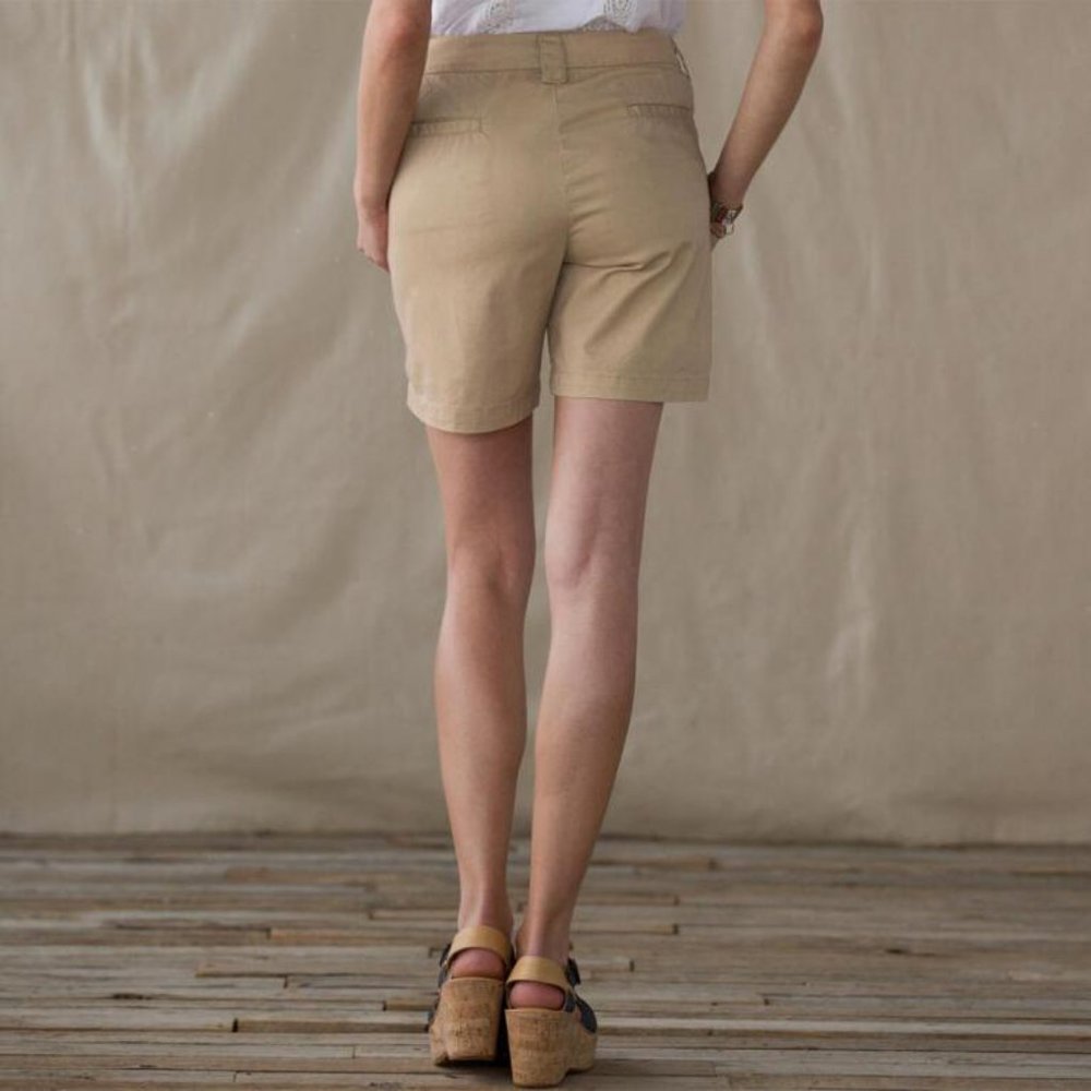 SUNDANCE Postcard mid rise cotton blend casual walking summer chino shorts